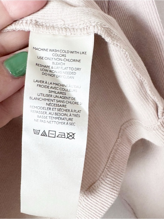 Anthropologie Maeve Beige Long-Sleeve Ribbed Faux Leather Insert Crew Pullover - Picture 10 of 13